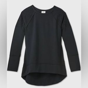 Women's Long Sleeve Lace Detail Knit Top - Knox Rose Black